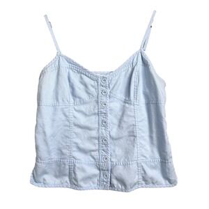 American Eagle Outfitters Button Down Tank Top Blue Sleeveless Casual GIRLS 14